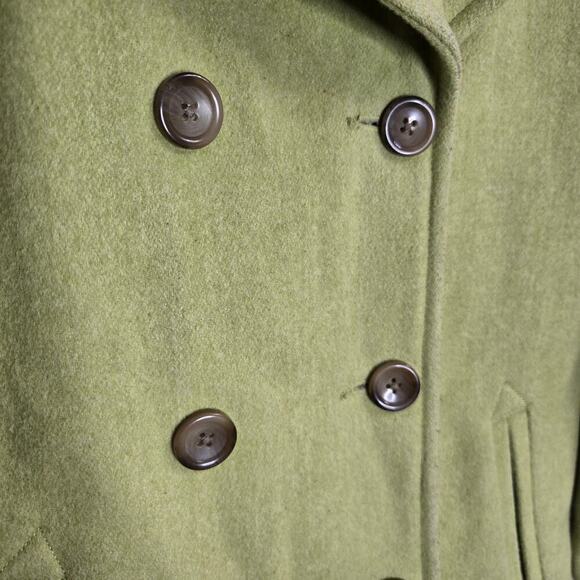 Lands End Wool Blend Pea Coat Women Size 10 Lime Green Quiet Luxury Brat Classic - Picture 5 of 12